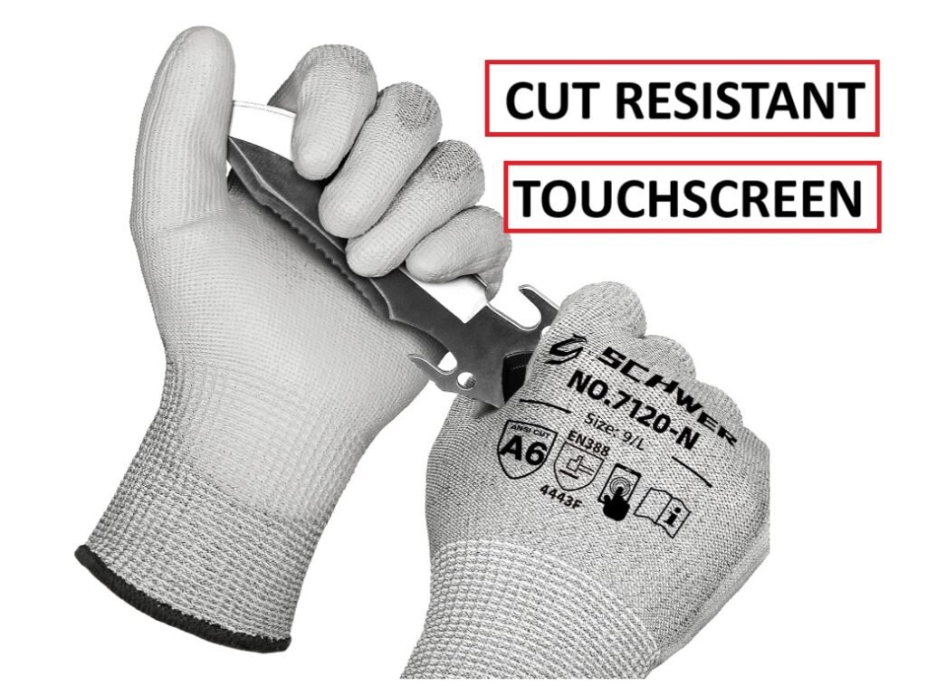 Schwer Cut Resistant Gloves CR7120 Cut Proof Work Gloves, Touchscreen, for Men and Women Used for Woodworking, Glass Cutting, Construction, Cargo Handling, Car Repair